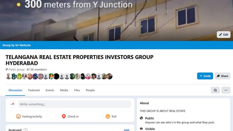 Telangana Real Estate Properties Investors Group Hyderabad — Facebook group screenshot